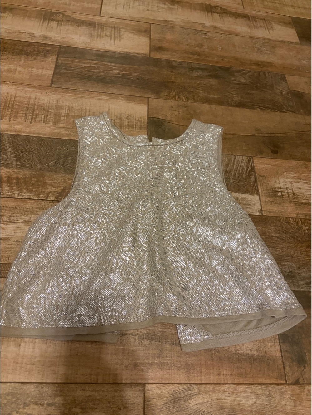 Free People Silver Metallic Crop Top Back Buttons Size Small